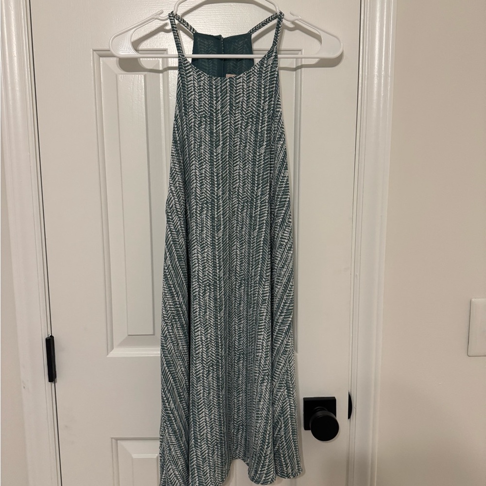 Green Patterned Halter Dress